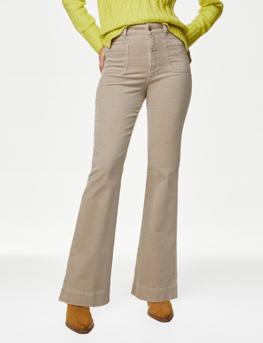 Cord High Waisted Flared Trousers image 3