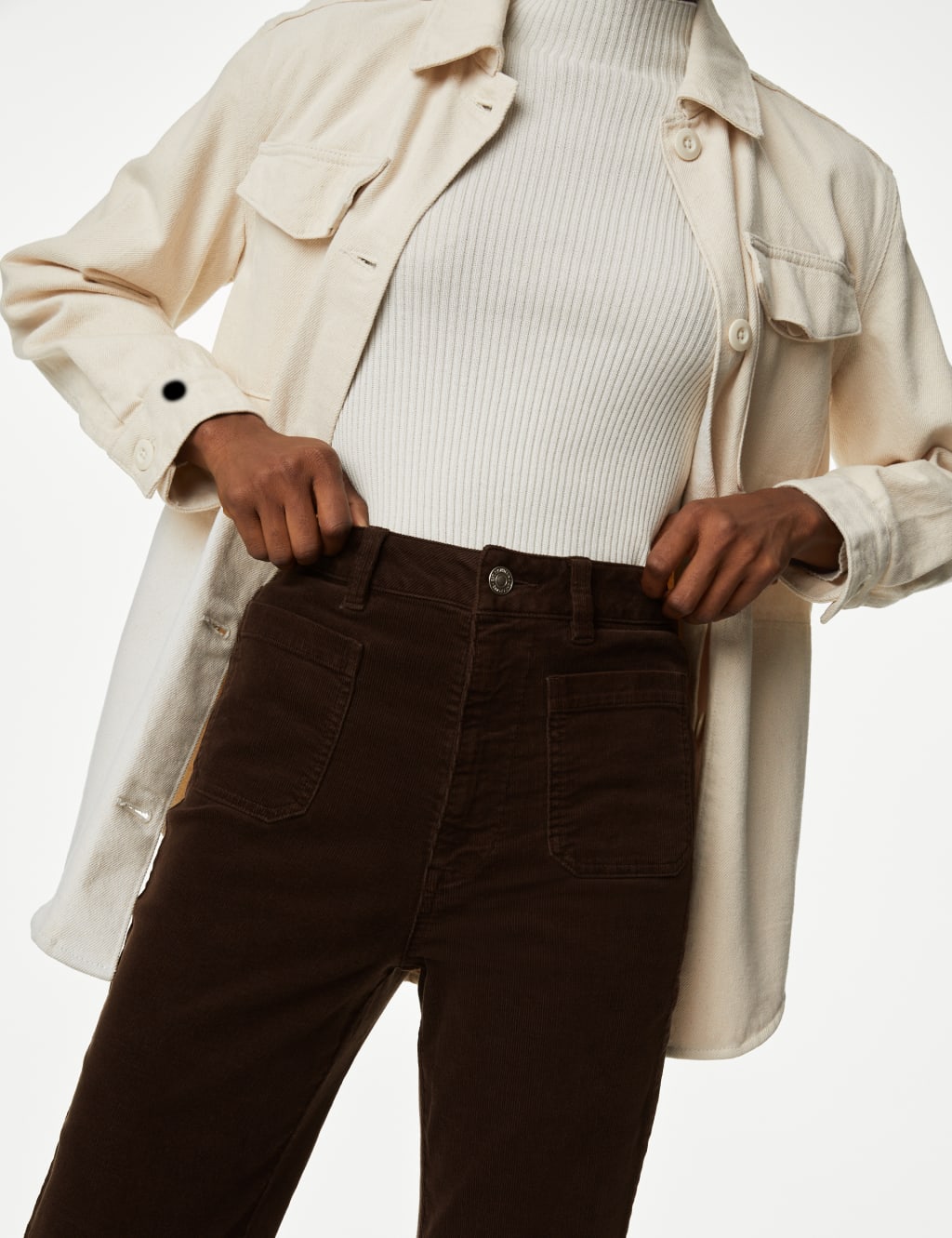 Cord High Waisted Flared Trousers image 3