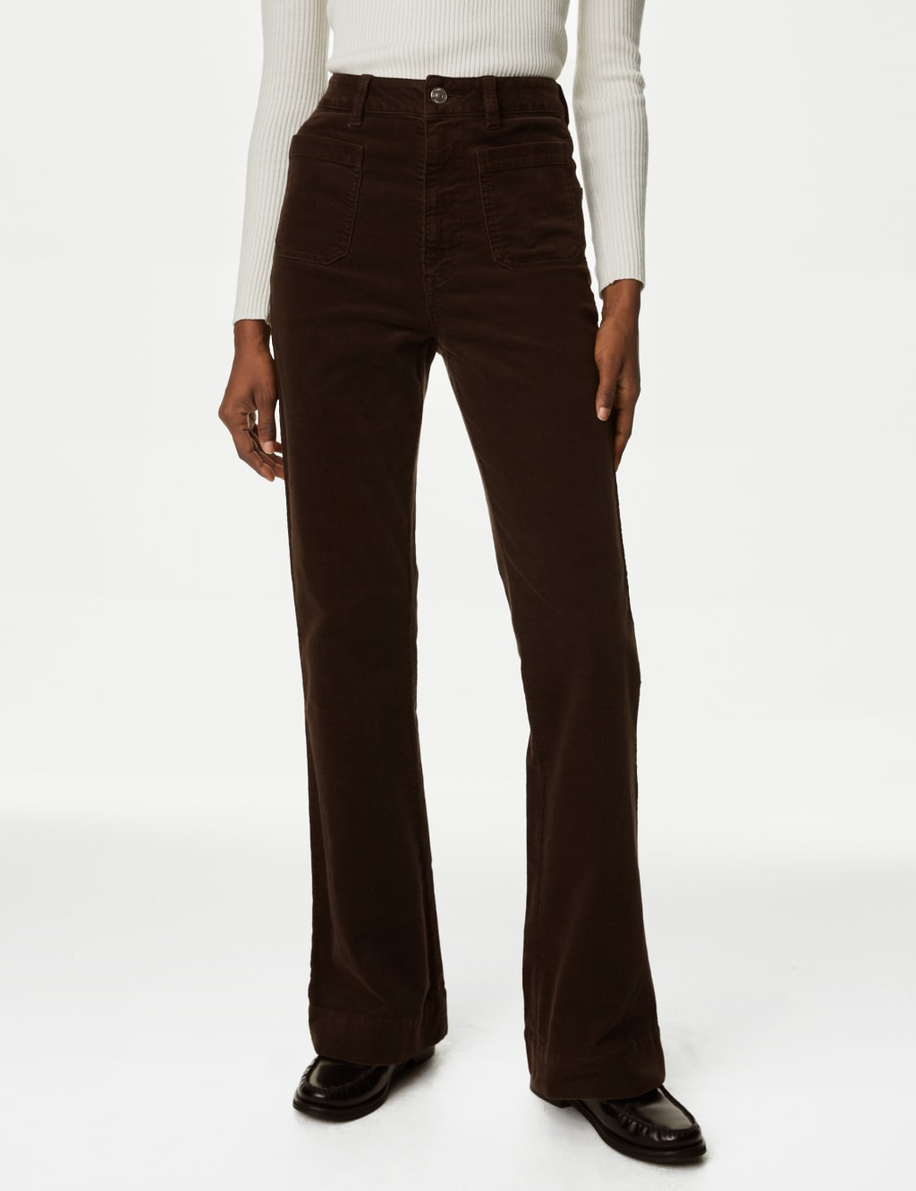 Cord High Waisted Flared Trousers image 4
