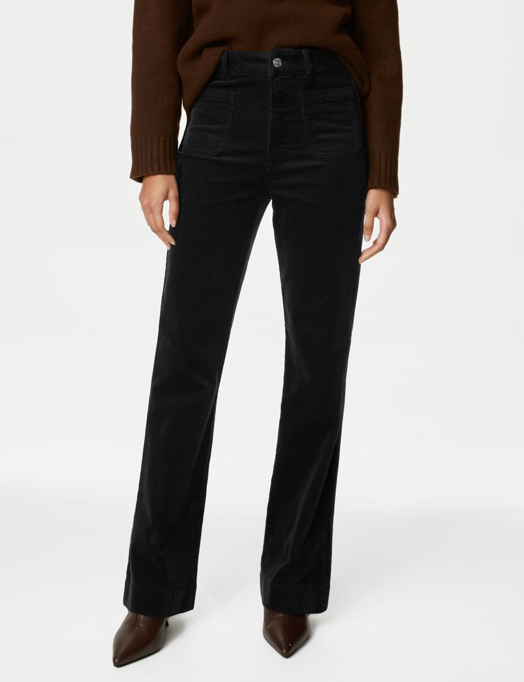 Cord High Waisted Flared Trousers image 3
