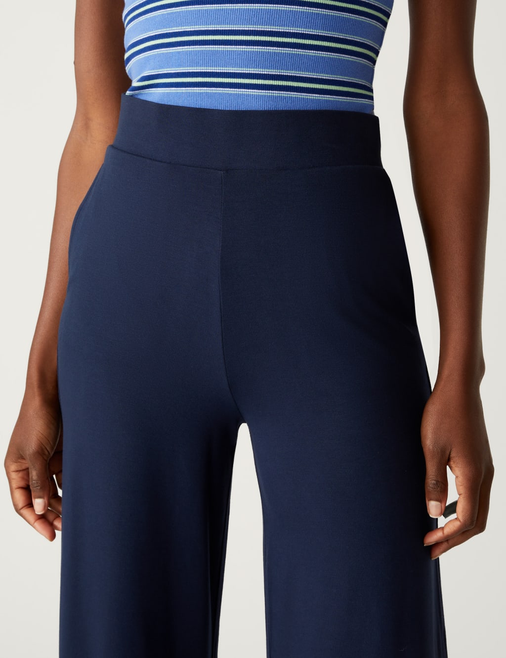 Jersey Wide Leg Ankle Grazer Trousers image 2