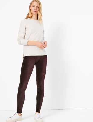 Leggings slim en velours c&ocirc;tel&eacute; longueur cheville