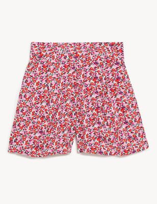 Printed Pleat Front Shorts
