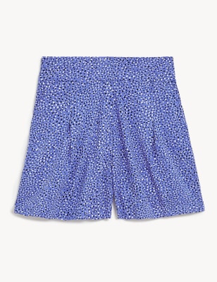Printed Pleat Front Shorts