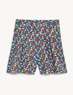 Printed Pleat Front Shorts