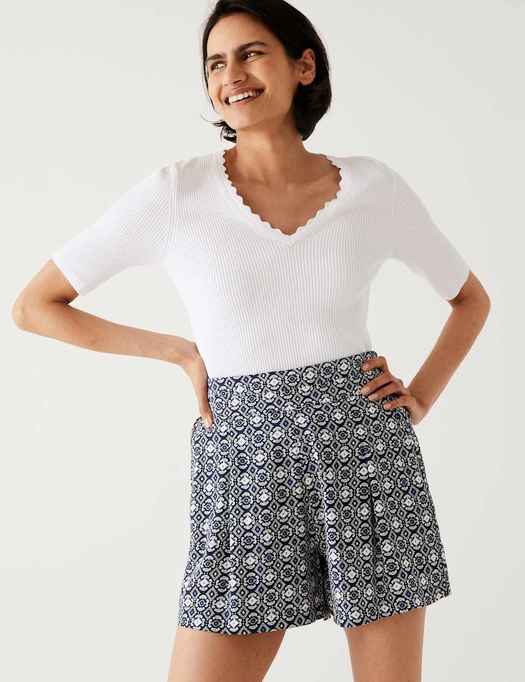 Printed Pleat Front Shorts image 2