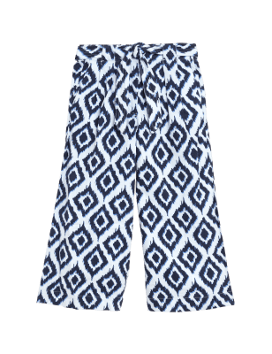 

M&S Collection Pantalón pesquero de pata ancha 100% linoWomens - White Mix, White Mix