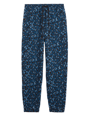 

Womens M&S Collection Cotton Blend Leopard Print Tapered Trousers - Bright Blue Mix, Bright Blue Mix