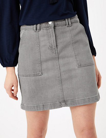 Denim Utility Mini A-Line Skirt