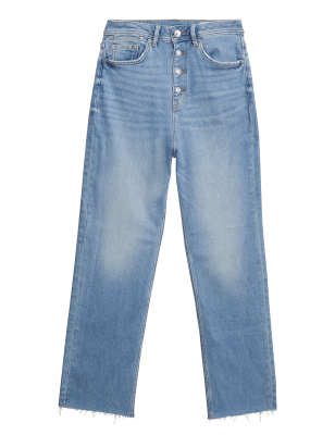 

Womens M&S Collection Hoch geschnittene Jeans mit geradem Bein - Light Indigo, Light Indigo