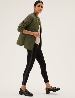 

Womens M&S Collection Leggings mit hohem Bund und Streifendetail an der Seite - Bitter Chocolate, Bitter Chocolate