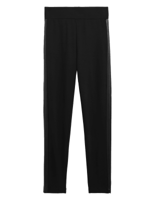 

Womens M&S Collection Leggings mit hohem Bund und Streifendetail an der Seite - Black, Black