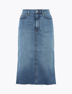 

Womens M&S Collection Denim Midi Skirt - Light Indigo, Light Indigo