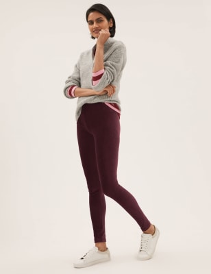 

Womens M&S Collection Cord High Waisted Leggings - Dark Burgundy, Dark Burgundy