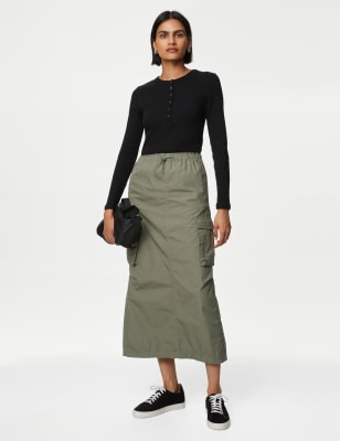 

Womens M&S Collection Pure Cotton Maxi Cargo Skirt - Khaki Mix, Khaki Mix