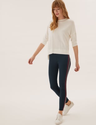 

Womens M&S Collection Side Stripe High Waisted Leggings - Navy Mix, Navy Mix