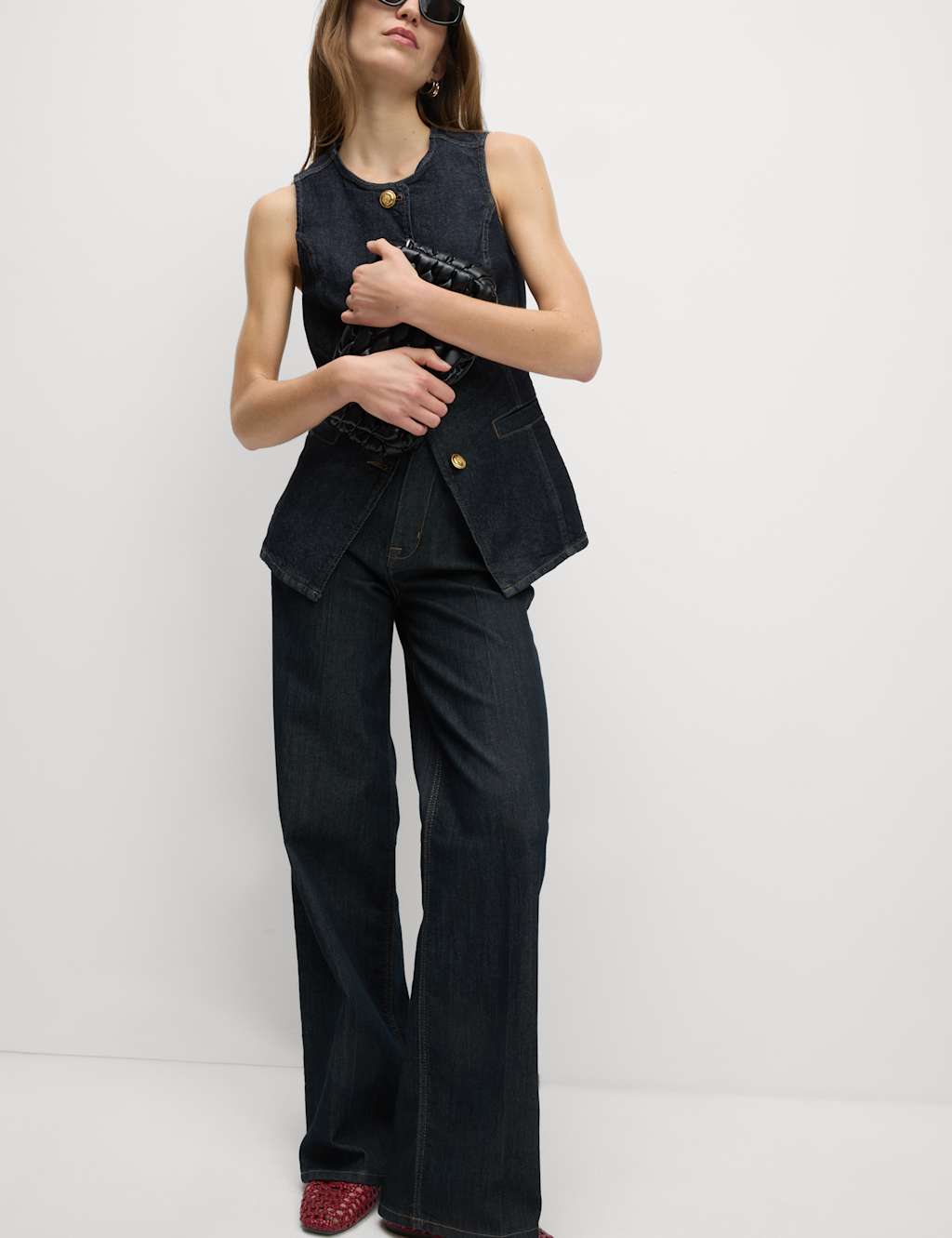 Sunny Moments Black Side Button Wide-Leg Pants