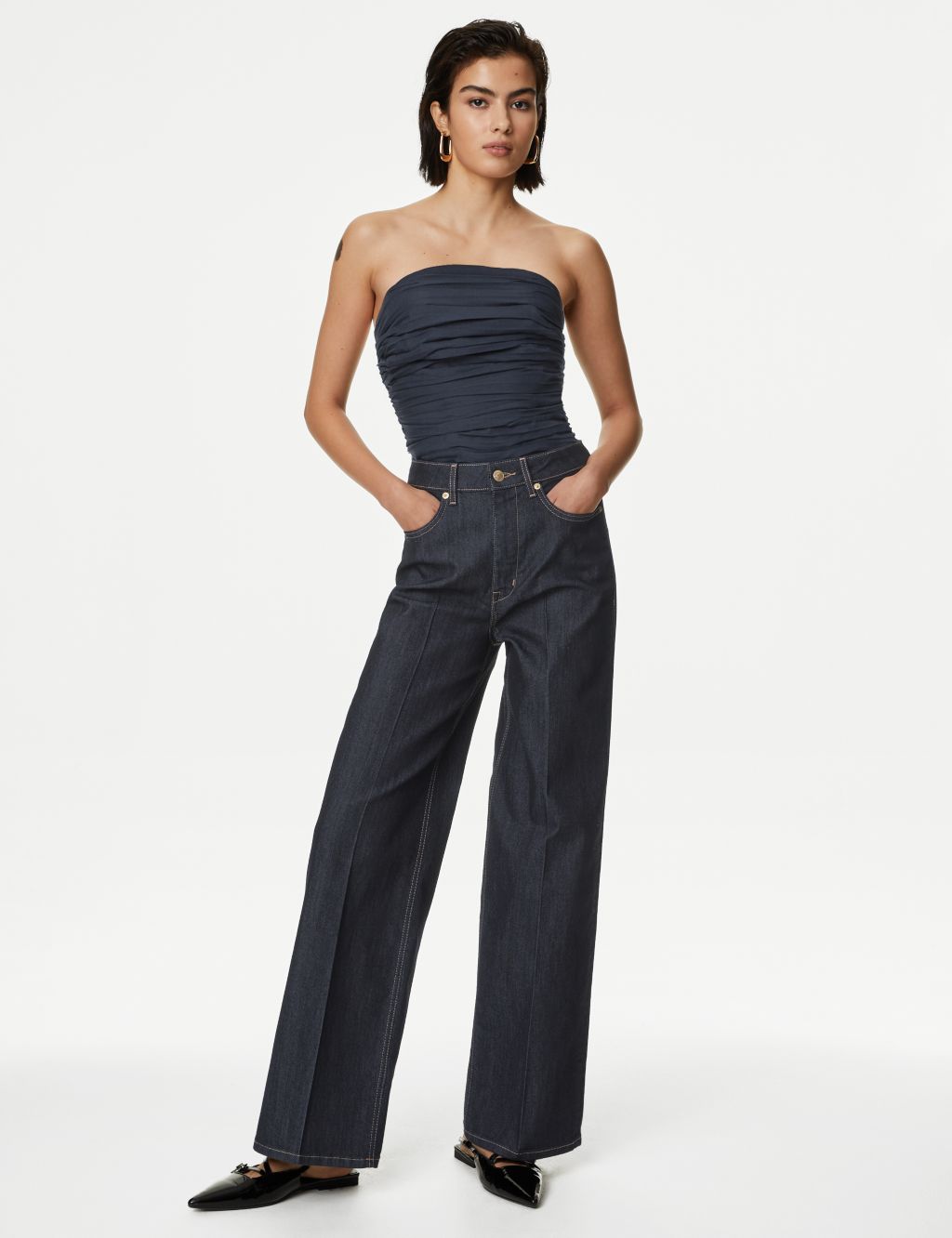 High Waisted Smart Wide Leg Jeans image 3