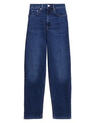 

Womens M&S Collection Relaxed High Waisted Tapered Jeans - Indigo, Indigo