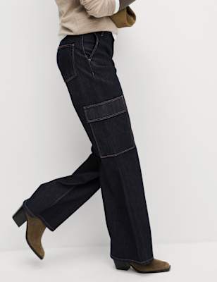 High Waisted Wide Leg Cargo Jeans | M&S AU