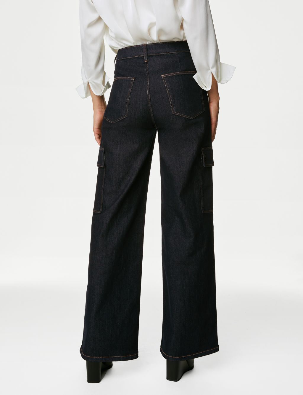 High Waisted Wide Leg Cargo Jeans image 4