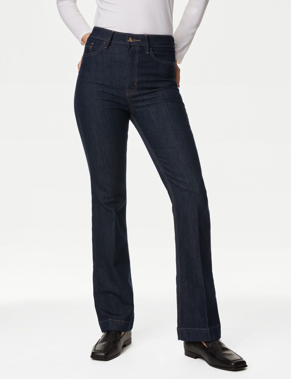 High Waisted Crease Front Flared Jeans image 4