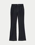 High Waisted Crease Front Flared Jeans