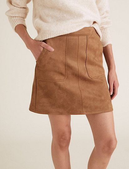 Suedette Mini A-Line Skirt