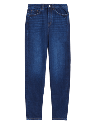 

M&S Collection Jeans Mom de cintura alta con algodón recicladoWomens - Dark Indigo, Dark Indigo