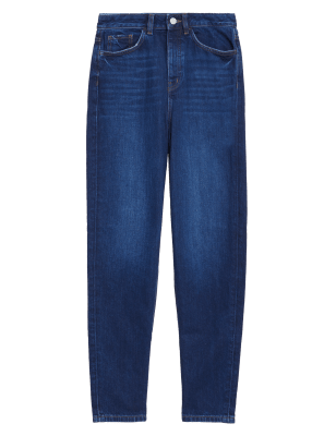 

Womens M&S Collection Mom High Waisted Jeans With Recycled Cotton - Dark Indigo, Dark Indigo