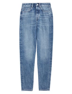 

Womens M&S Collection Mom High Waisted Jeans With Recycled Cotton - Light Indigo, Light Indigo