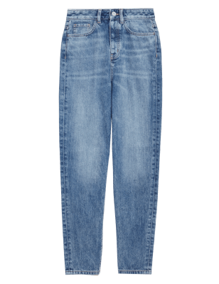 

Womens M&S Collection Mom High Waisted Jeans With Recycled Cotton - Light Indigo, Light Indigo