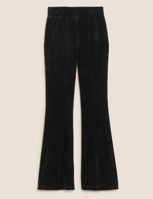

Womens M&S Collection Velours-Leggings mit hohem Bund und ausgestelltem Bein - Black, Black