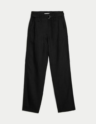Pure Linen Straight Leg Trousers | M&S Collection | M&S