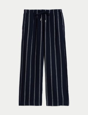 Linen Rich Wide Cropped Leg Trousers