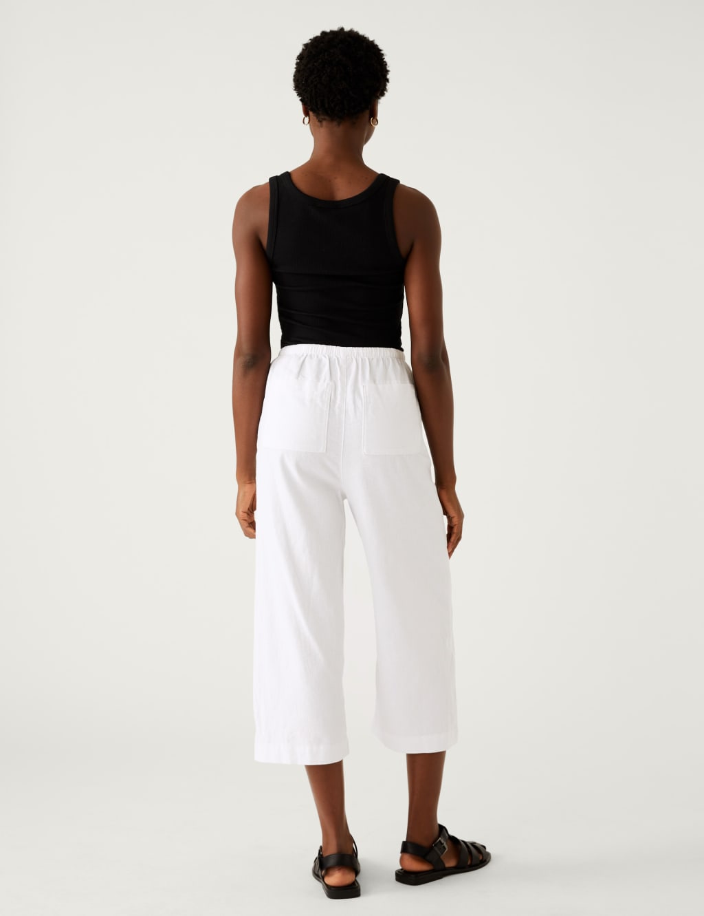 Linen Rich Wide Cropped Leg Trousers image 4