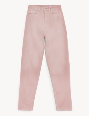 

Womens M&S Collection Mom High Waisted Jeans - Soft Pink, Soft Pink