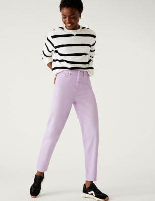 

Womens M&S Collection Mom High Waisted Jeans - Lilac, Lilac