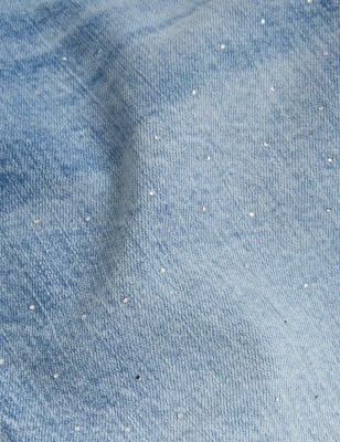 

Womens M&S Collection Knöchellange Mom-Jeans mit Verzierung - Light Indigo, Light Indigo