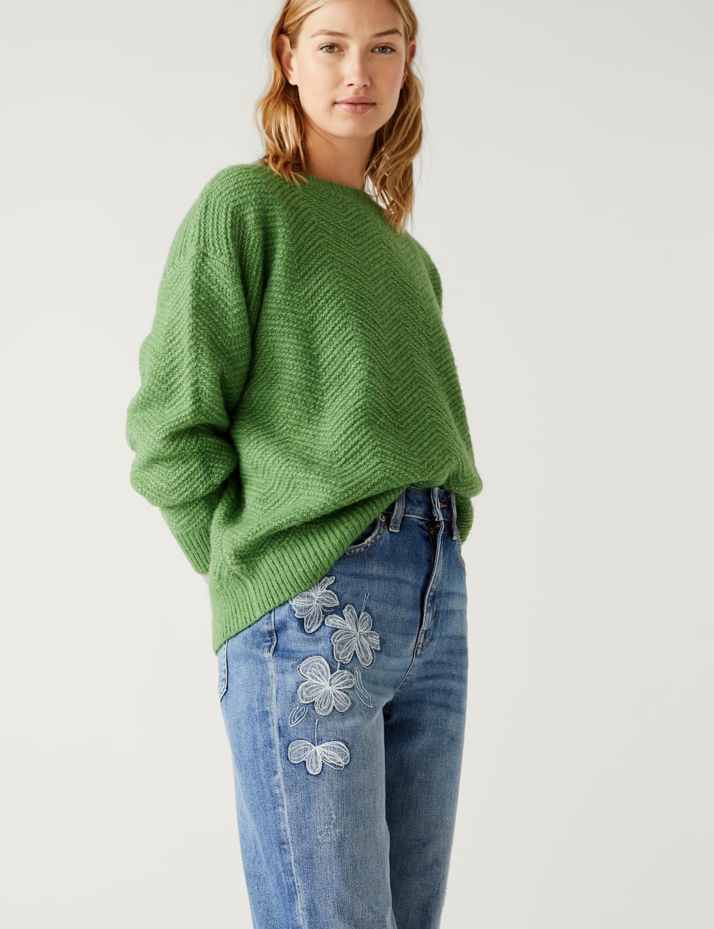 Mom Embroidered Ankle Grazer Jeans image 2
