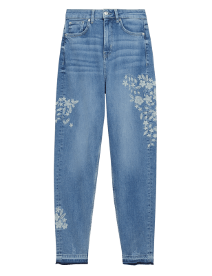 

M&S Collection Jeans Mom tobilleros con bordadoWomens - Medium Indigo, Medium Indigo