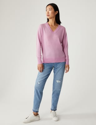 Mom-jeans tot op de enkel met hoge taille