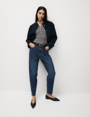 Marks And Spencer Womens M&S Collection The Mom Jeans - Dark Indigo Mix, Dark Indigo Mix