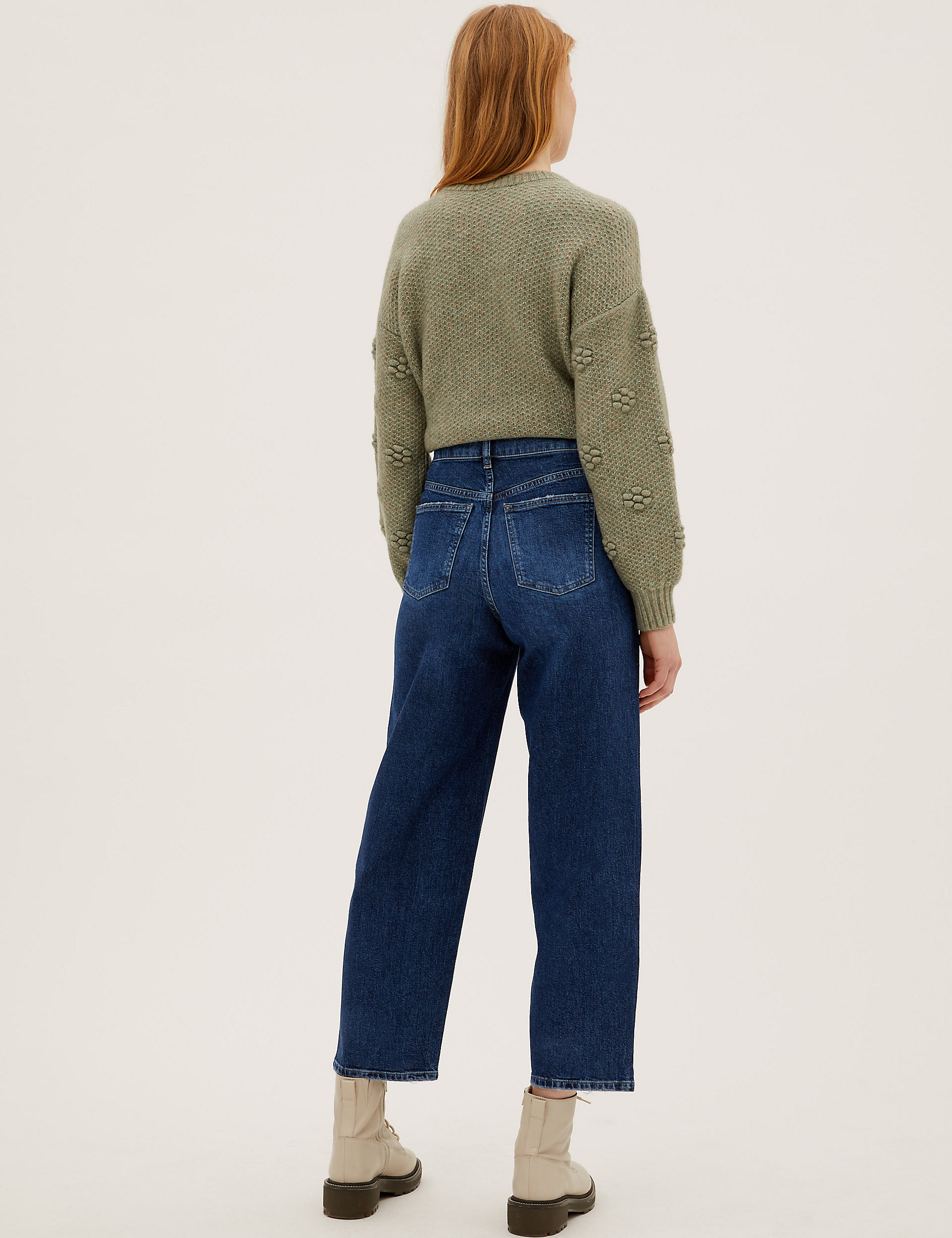 High Waisted Barrel Cropped Jeans