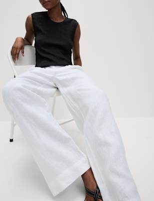 Pure Linen Wide Leg Trousers