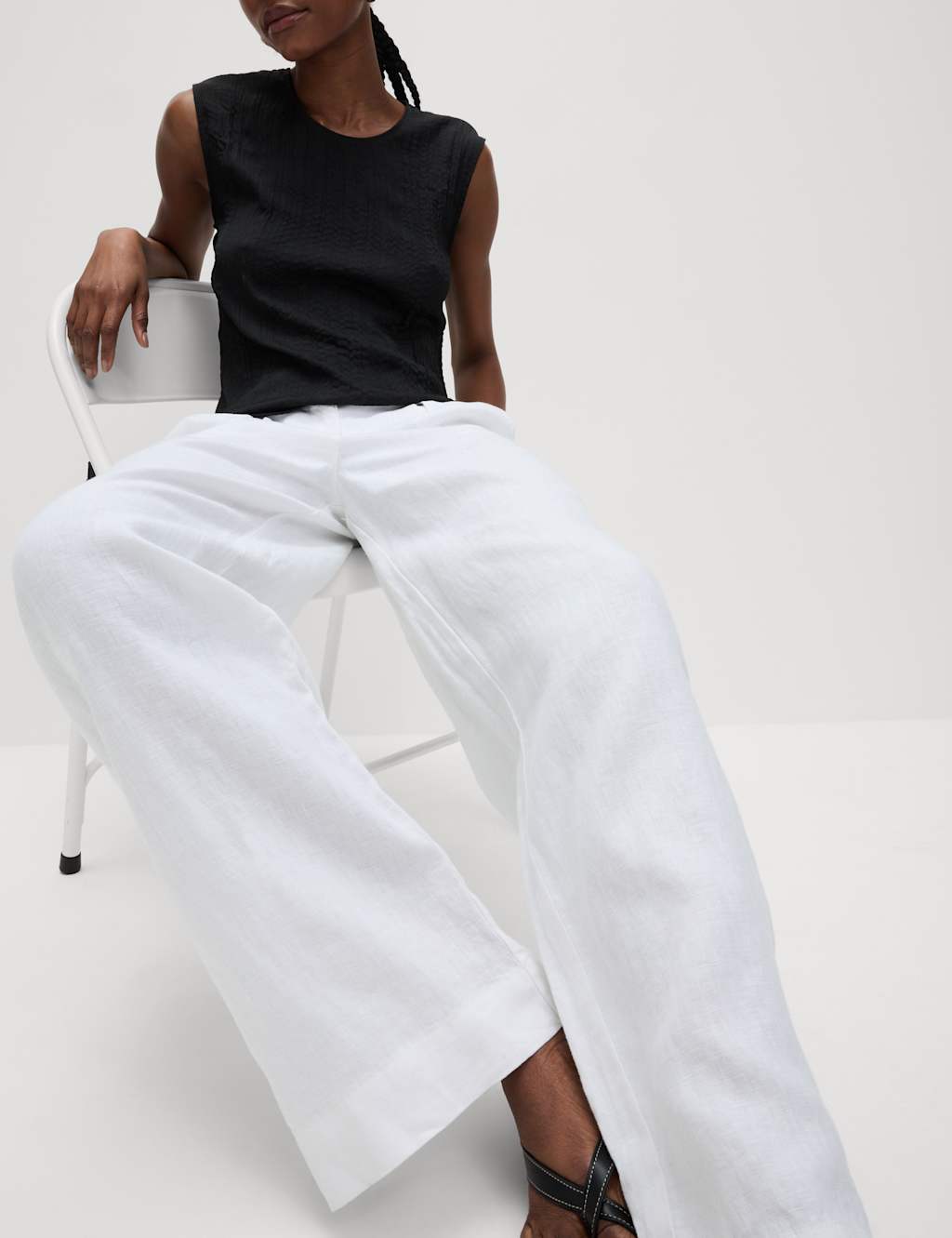 Tall White Linen Trousers