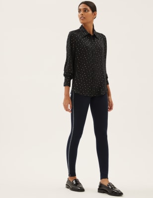 

Womens M&S Collection Side Stripe High Waisted Leggings - Black, Black