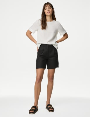 Pure Linen High Waisted Shorts