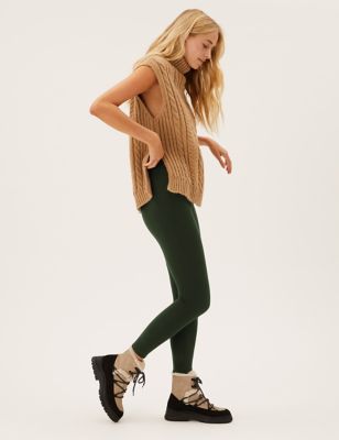 

Womens M&S Collection Thermal Brushed High Waisted Leggings - Bottle Green, Bottle Green