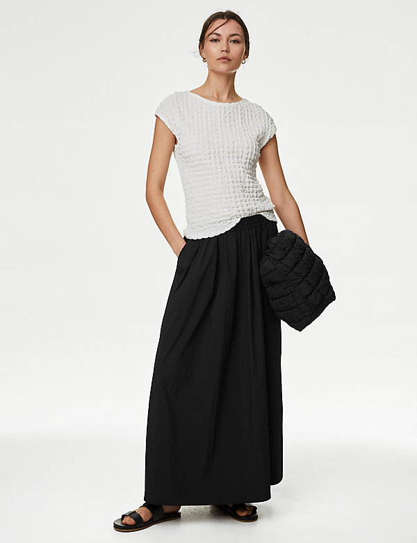 Technical Fabric Maxi A-Line Skirt - DK